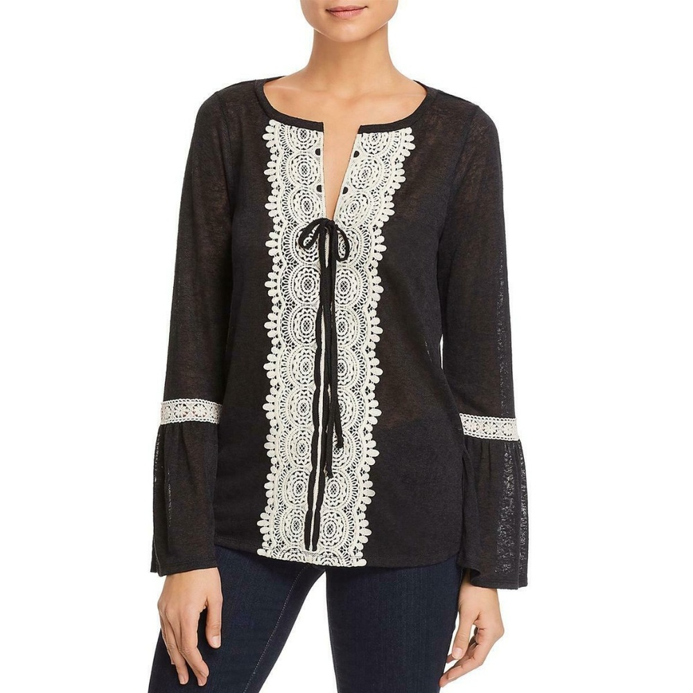 Boho Crochet Trim Peasant Blouse